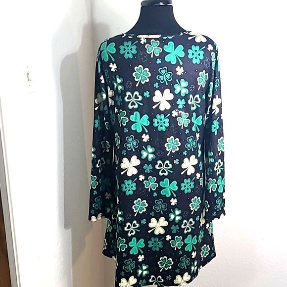 Spadehill Shamrock Dress, Black with Green & White Clover, Size Large - Picture 5 of 7